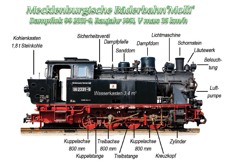 Ansichtskarte Bäderbahn Molli Mo 21